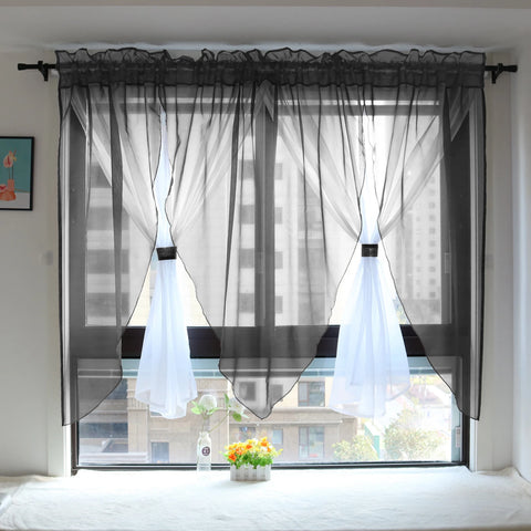 Solid Voile Veil Livingroom Balcony Bedroom Curtain Sheer Short Kitchen Window Treatments