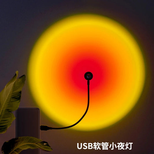 USB Sunset Projection Lamp Rainbow Atmosphere Night Light Sunset Light for Photography Selfie Coffee Store Live Wall Decoration