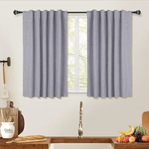 100% Blackout Shield Linen Blackout Curtains for Bedroom 96 Inches Long,Back Tab/Rod Pocket Living Room Drapes,