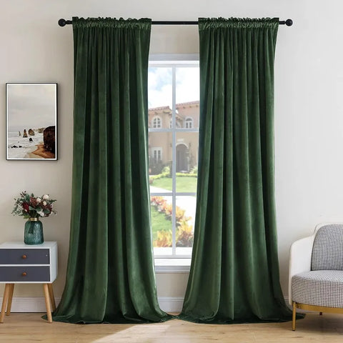 Curtains Thermal Insulated Blackout Curtain Drapes for Bedroom Living Room Darkening  Long Curtains Panels Rod Pocket Set of 2