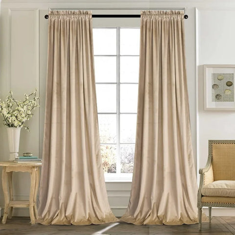 Velvet Curtains 2 Panels Set, Block Light Thermal Insulated Velour Rod Pocket Drapes for Bedroom and Living Room