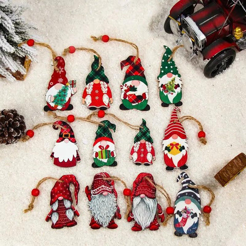 Christmas Gnomes Wooden Pendants Merry Christmas Decorations For Home 2024 Xmas Tree Christmas Ornaments Navidad New Year Gift