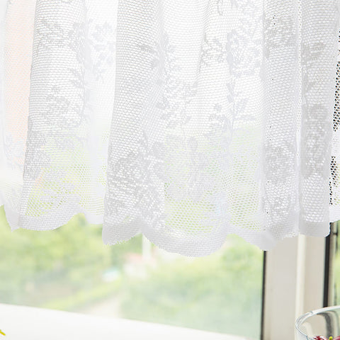 American White Curtain Lace Window Kitchen Decoration Short Curtain Small Shower Curtain