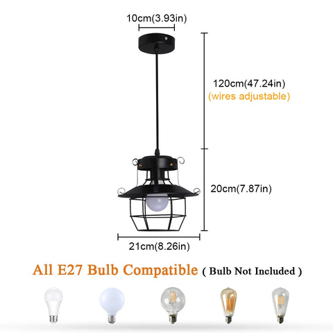 Retrol Iron Pendant Light Led Chandelier Cage Industrial Hanging Ceiling Lamp Kitchen Island Luminaire Fixture Dining Room Decor