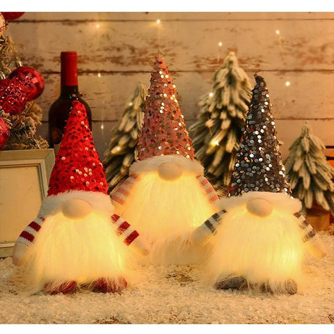 Glowing Dwarf Doll 2024 Children's Gifts Xmas Christmas Decorations 30cm Christmas Elf Doll Gnome With Led Light For Home