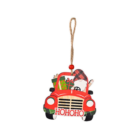 Christmas Car Painted Wooden Pendant Decoration Christmas Tree Pendant New Year 2024 Navidad Home Decor Noel Xmas Ornament L5