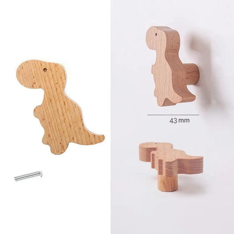 Wooden Animal Drawer Knobs Dinosaur Wooden Drawer Dresser Knobs For Baby Unique Wood Knob Delicate Bedroom Decorative Drawer