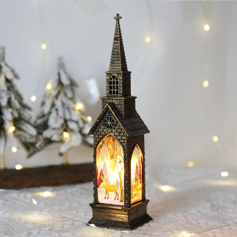 Christmas Decoration LED Electronics Wind Lantern Small Church Ornament Catholic Angel Jesus Holy Family Home Room Shelf Garnish