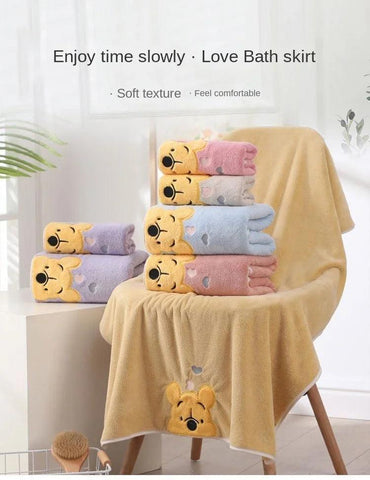 1-5PCS Winnie Bear Towel Bath Towel Set Soft and Absorbent Coral Velvet Bath Towel Home Wash Towel Children's Cartoon Bath Towel