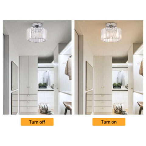 Bymaocar Modern Chandelier Lamp Crystal Ceiling Light Fixture W/ E26 Lamp Holder for Living Room Bedroom Hallway Fit 1-3m² Area