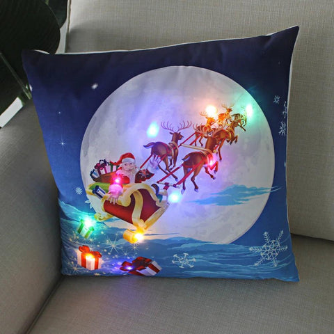 45cm LED Christmas Cushion Cover Glowing Pillowcase with Lights 2023 Christmas Decorations for Home Navidad New Year Xmas Decor