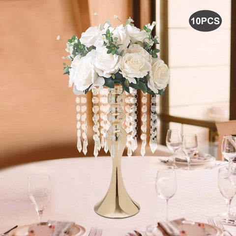 10pcs Metal Flower Stands Flower Holder Vases 35cm Height for Wedding Party Reception Dining Room Tables Centerpiece Decor