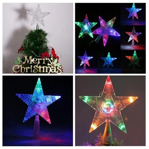 Christmas Color Changing Xmas Christmas Tree Topper Star Shiny Rotating Light Party LED Lamp Home Decoration