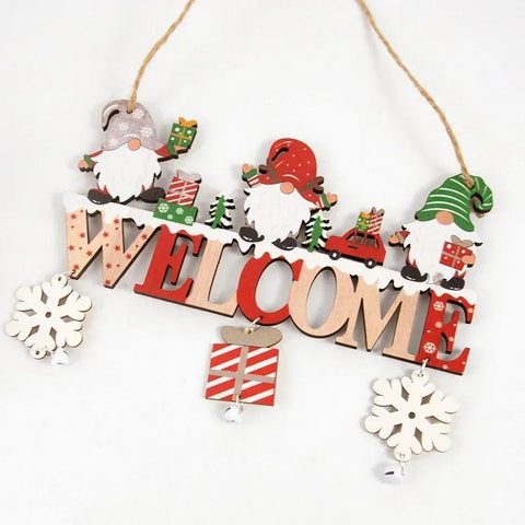 Gnome Santa Claus Wooden Hanging Ornaments 2024 Merry Christmas Decorations for Home Door Xmas Tree Pendants Navidad New Year