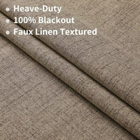 Blackout Linen Curtains Long 100% Blackout Drapes 95 inch Length 2 Panels Set