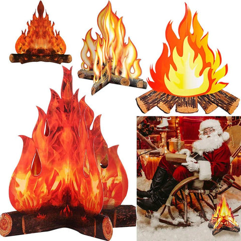 3D Decorative Cardboard Campfire Centerpiece Artificial Fire Fake Flame Paper Party Decortion Flame Torch for Christmas New Year