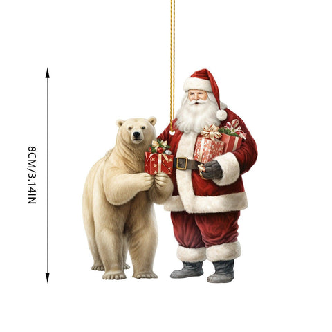 Happy New Year Cute Polar Bear Christmas Scene Decoration Circular Christmas Ornaments For Tree