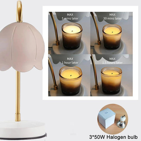 Candle Warmer Lamp with Timer and Dimmer Flower Lampshade Scented Candle Warmer Lantern Wax Melting Lamp Gifts for Candle Lovers