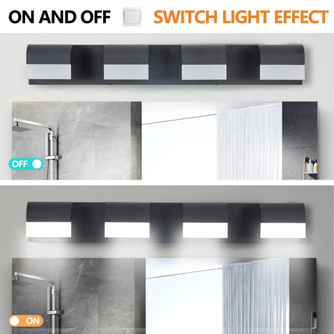 Modern Bathroom Vanity Lighting 4-Light LED Vanity Lights Over Mirror Bath Wall Lighting