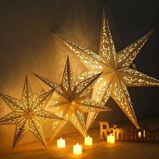 30-75cm Christmas Hollow Star Hanging Pendant Window Grille Christmas Decoration for Home 2024 Paper Lampshade Wedding Xmas Gift