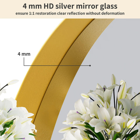 Oval Wall Mounted Mirror Gold Aluminum Framed Vanity Accent Mirror for Entryway Living Room Vertically or Horizontally