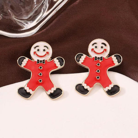 Sweet Christmas Gingerbread Man Earrings 2024 New Year Gifts