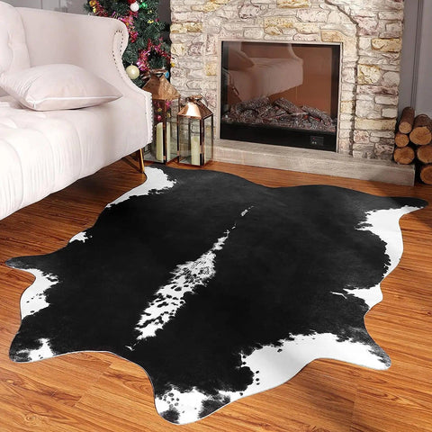 NOAHAS Cow Rug Cowhide Carpet Cow Print Rug for Bedroom Living Room Cute Animal Printed Carpet Faux Cowhide Rugs for Home Decor