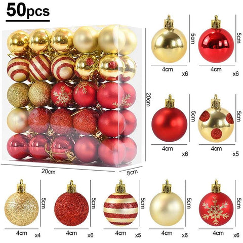 50Pcs/box 4cm Christmas Balls Ornament Xmas Tree Hanging Bauble Pendant 2024 Christmas Decoration for Home 2025 New Year Gifts