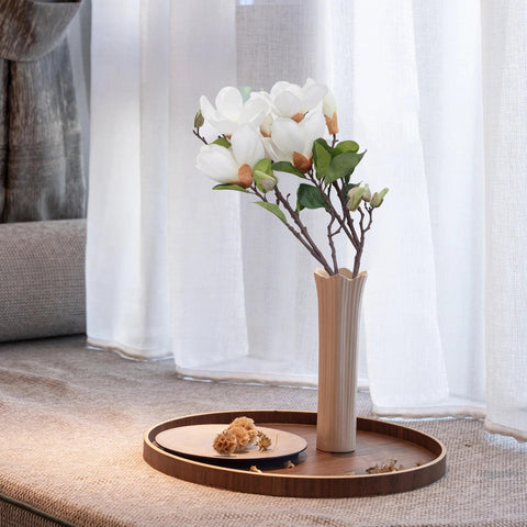 Magnolias Artificial Flowers 2Pcs Stems Faux Magnolia Flowers Real Touch Magnolia Flowers Branch for Office Vase Table