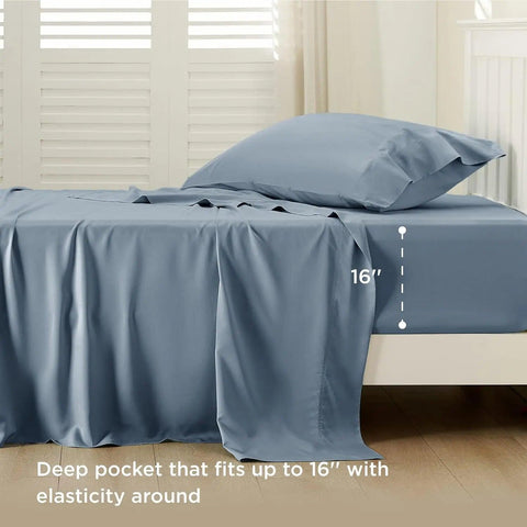 Cooling sheet set, Rayon Derived from Bamboo, Deep Pocket Up to 16", Breathable & Soft, Hotel Luxury Silky Bedding Sheet