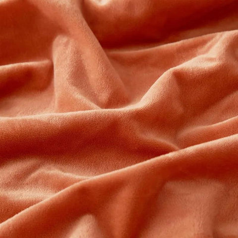 Velvet Burnt Orange Duvet Cover Queen Size, Soft Flannel Duvet Cover with Zipper Solid Breathable Silky Velour Comforter