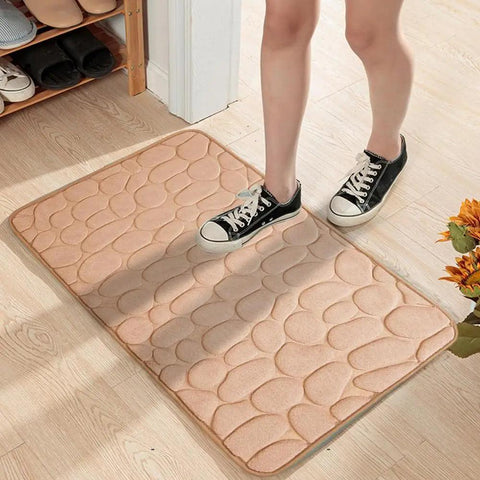 Memory Foam Foot Pad Cobblestone Embossed Bath Mat Non-slip Carpet Absorbent Bathroom Non-slip Accessories 40x60x1.5cm