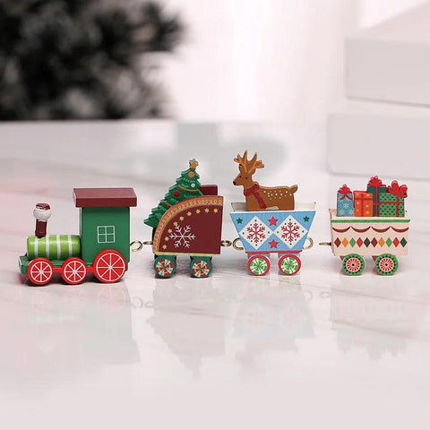 Wooden Christmas Small Train Xmas Ornaments Merry Christmas Decor For Home Happy New Year 2025 Creative Kids Naviidad Gifts Gift