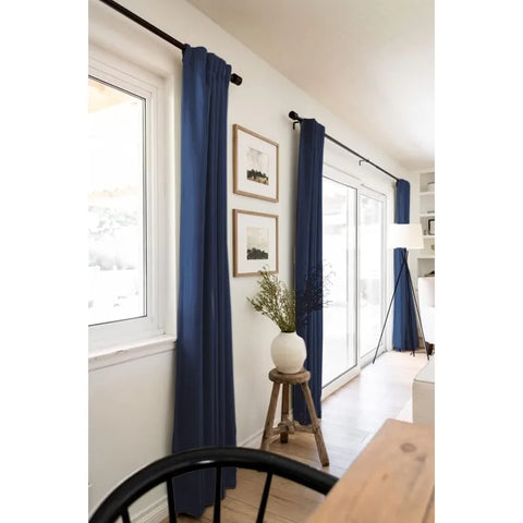 100% Blackout Shield Linen Blackout Curtains for Bedroom 96 Inches Long,Back Tab/Rod Pocket Living Room Drapes,