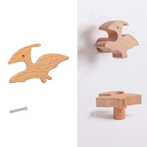 Wooden Animal Drawer Knobs Dinosaur Wooden Drawer Dresser Knobs For Baby Unique Wood Knob Delicate Bedroom Decorative Drawer