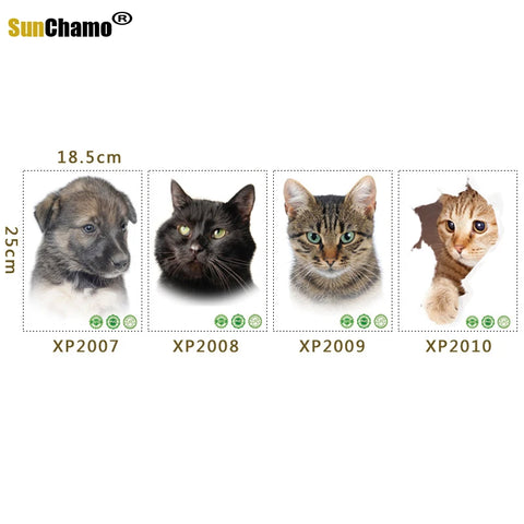 Sunchamo Cute Cat 3D Cracked Toilet Sticker Wall Stickers Fridge Car Seat  DIY Living Bath Room Home Decor Wallstickers Bedroom