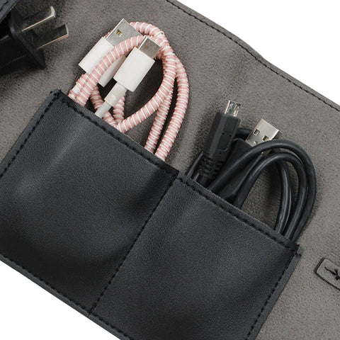 PU Leather Electronic Organizer Pouch Bag Waterproof Tech Accessories Storage Pouch Bag For Cable Cord Charger Earphone Portable