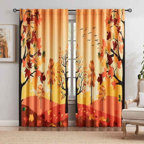 Metallic Tree Blackout Curtains Bedroom Length Living-Room Branch Print Curtain Panels Triple Weave Thermal Insulated Drapes