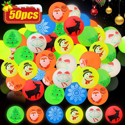 10/20/50Pcs Christmas Glow in The Dark Bouncy Balls Stocking Stuffers Toys Kids Birthday Party Game Gifts Rubber Bouncing Ball