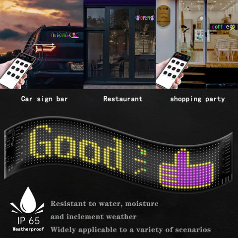 LED Matrix Pixel Panel, Scrolling Bright Advertising LED Signs, Flexible USB 5V LED Car Sign Bluetooth App Control