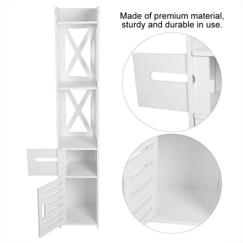 2X White Wooden Bathroom Cabinet Shelf Cupboard Bathroom Storage Rack Bathroom Cupboard Bathroom Cabinet Bathroom Storage Rack