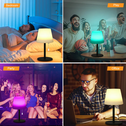 RGB Table Lamp Colorful Desk Light with Remote Controller Pull Chain Switch Bedside Lamp Reading Lamp USB Rechargeable