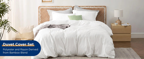 Bedsure Duvet Cover - Polyester & Rayon Derived from Bamboo Cooling Duvet Cover Set, 1 Duvet Cover  & 2 Pillow Shams