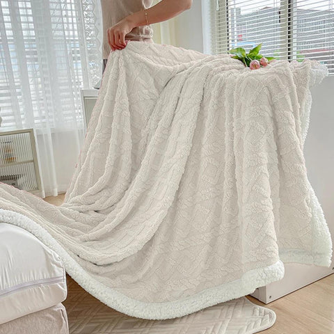 Winter Bed Blanket Wool Throw Blanket Keep Warm Winter Bed Blanket Double Sided Throw Sofa Cover Blanket Flannel Throw Bedspread