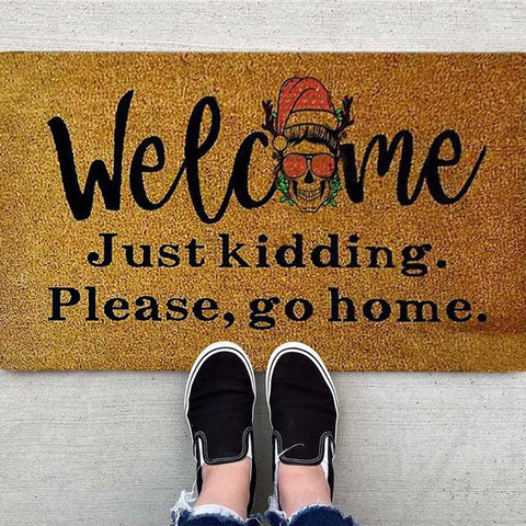 Halloween Doormat Polyester Skull Outdoor Entrance Rug Mat Halloween Door Decoration Washable Indoor Rugs