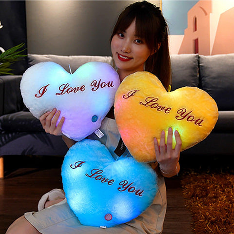 50cm Creative Light Up Led Heart Shaped Stuffed Plush Letter Lovers Colorful Glowing Gift For Girlfriend Pillow Valentine's Day