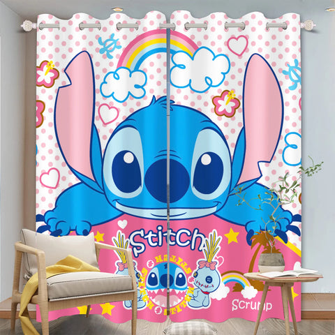 Disney Stitch Cartoon Curtain 3D Print Bedroom Living Room Window Blackout Partition Style Home Decoration