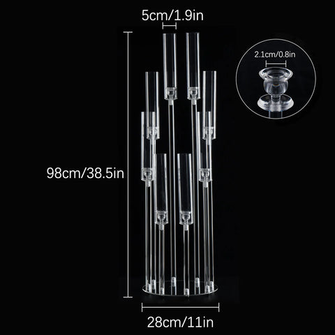 8 Arms Clear Candlesticks Holder for Wedding Decorations 38.5 inches Tall Arcylic Candelabra Candle Holder with Shade for Party