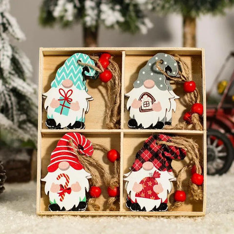 Christmas Gnomes Wooden Pendants Merry Christmas Decorations For Home 2024 Xmas Tree Christmas Ornaments Navidad New Year Gift