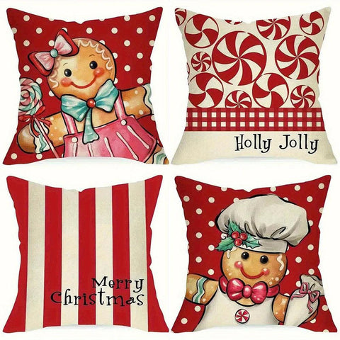 Christmas Gingerbread man pillowcase Merry Christmas Pillow Case suitable for home room Sofa cushion cover Friend gift